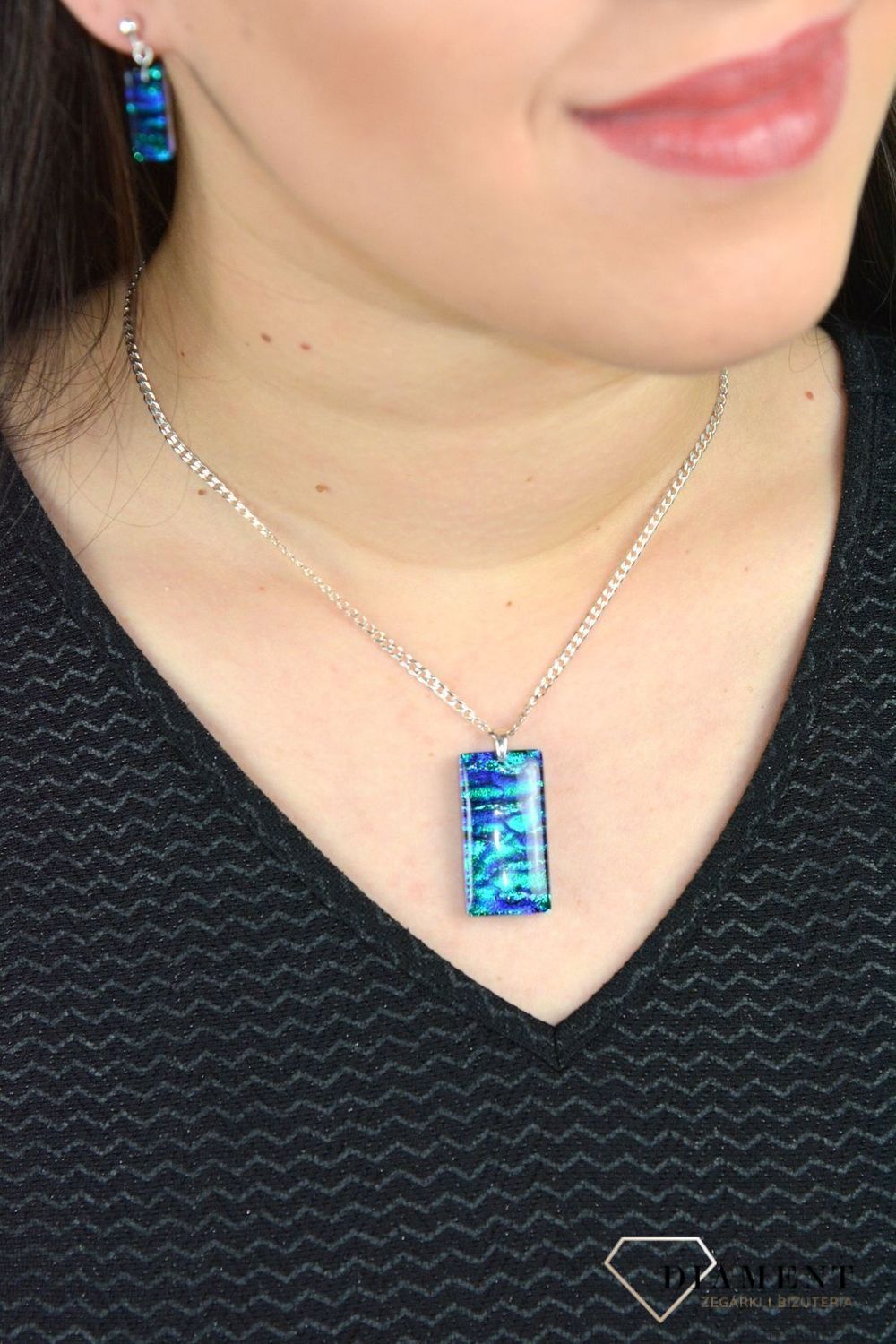 Zawieszka szkło weneckie 'Mieniąca się zieleń z fioletem' Murano 52.jpg